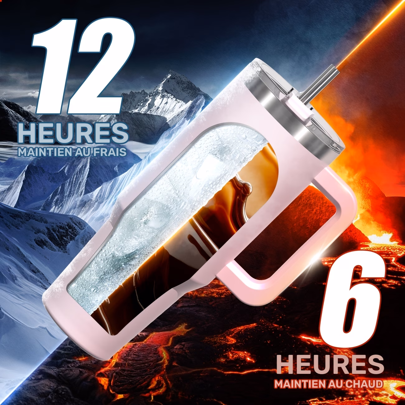 IGRD Gobelet Isolé de 40oz/1182ml avec Double Couvercle, – Image 4