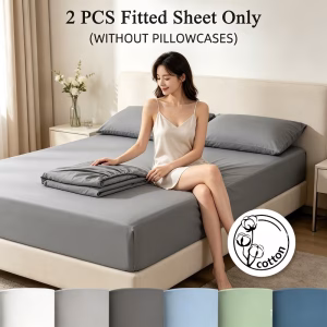 Lot de 2 draps-housses en coton 1800 fils