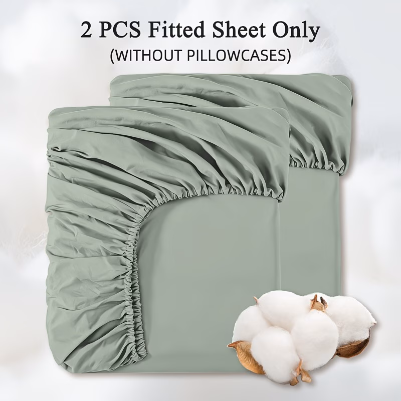 Lot de 2 draps-housses en coton 1800 fils – Image 4